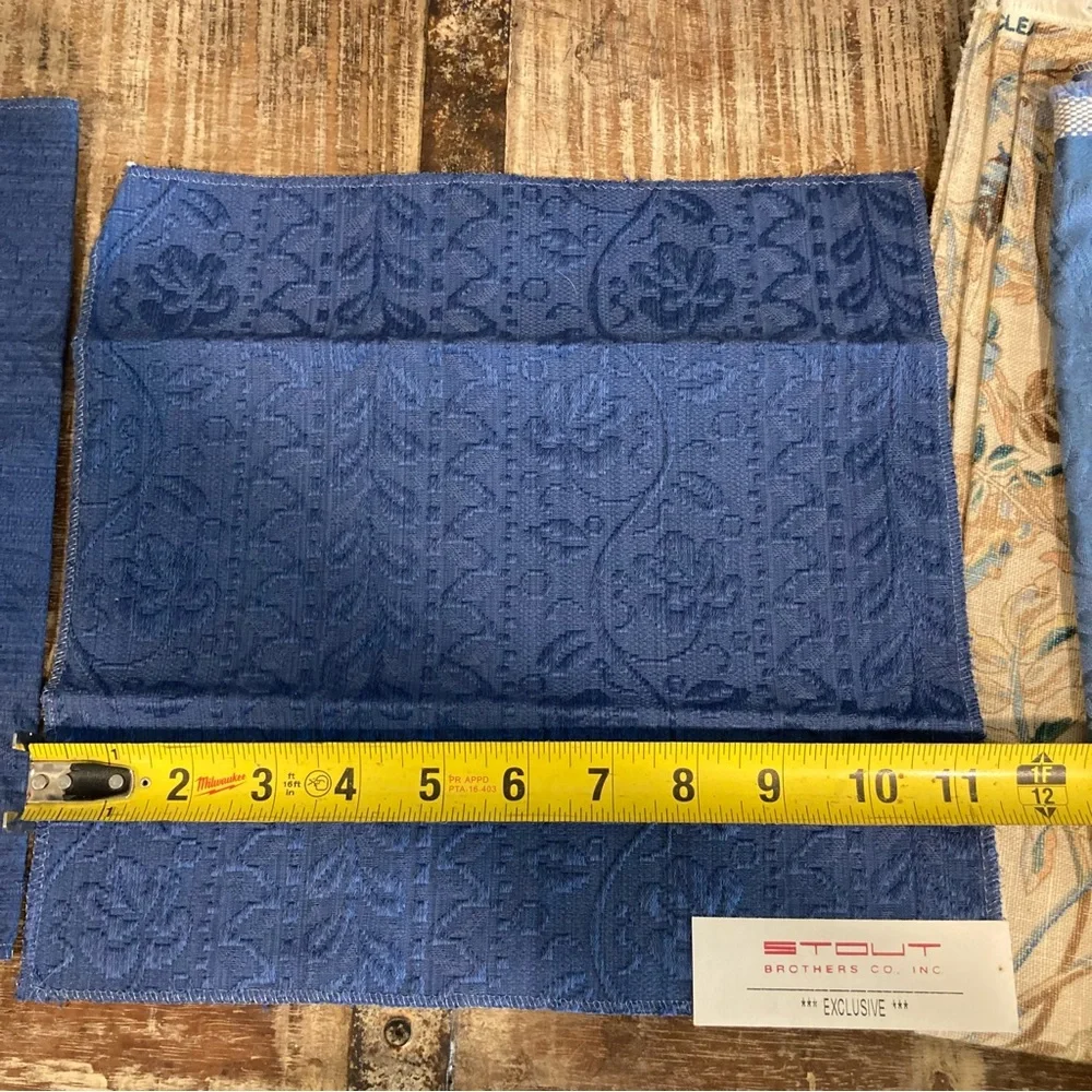 5pcs Fabric Samples Lot - Rustic Blues Florals & Damask